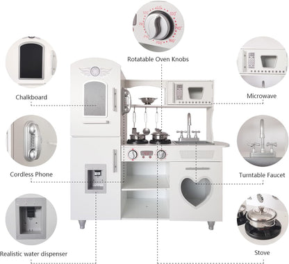 TaoHFE LED Upgrade Kitchen Set for Kids Wooden Play Kitchen