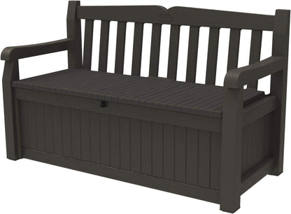 Keter Solana 70 Gallon Storage Bench Deck Box for Patio Furniture,