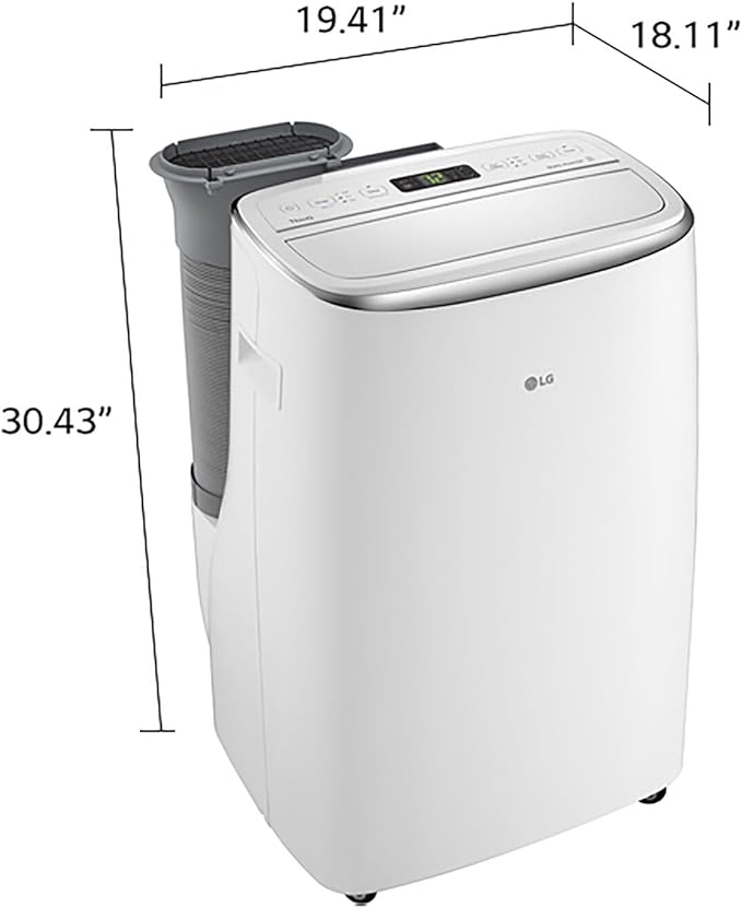 LG Dual Inverter Portable Air Conditioner Unit for Medium Rooms, Bedroom, Office, Kitchen, Dining Room, 115V, Cools up to 500 Sq. Ft., 3 Speeds, 24-hour Timer, with Wi-Fi Control and Remote, White