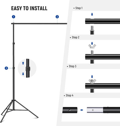 Neewer Photo Studio Backdrop Support System, 10ft/3m Wide 6.6ft/2m