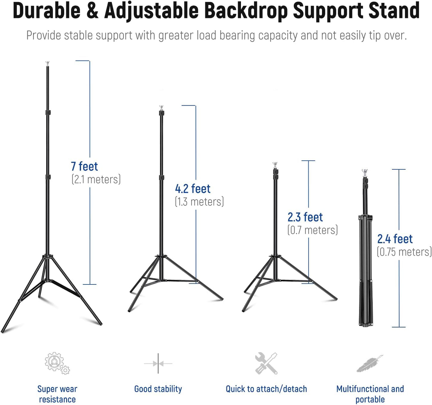 Neewer Photo Studio Backdrop Support System, 10ft/3m Wide 6.6ft/2m