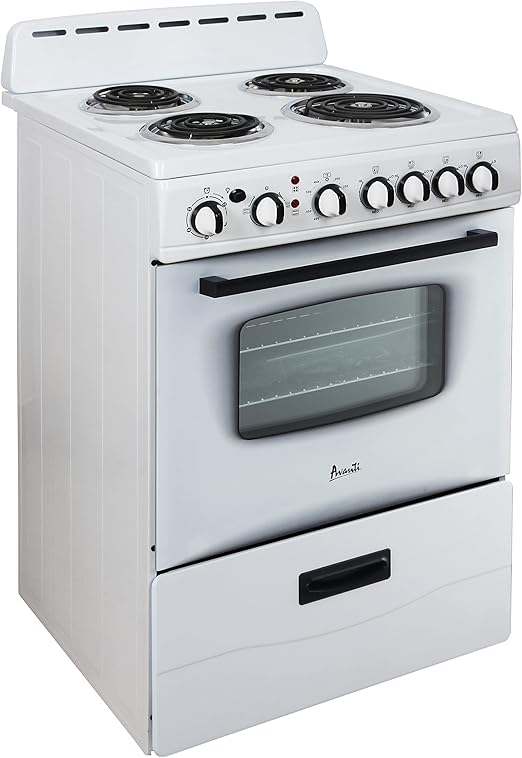 Avanti ERU240P0W ERU240 24" Electric Range Oven with Framed Glass Door, in White