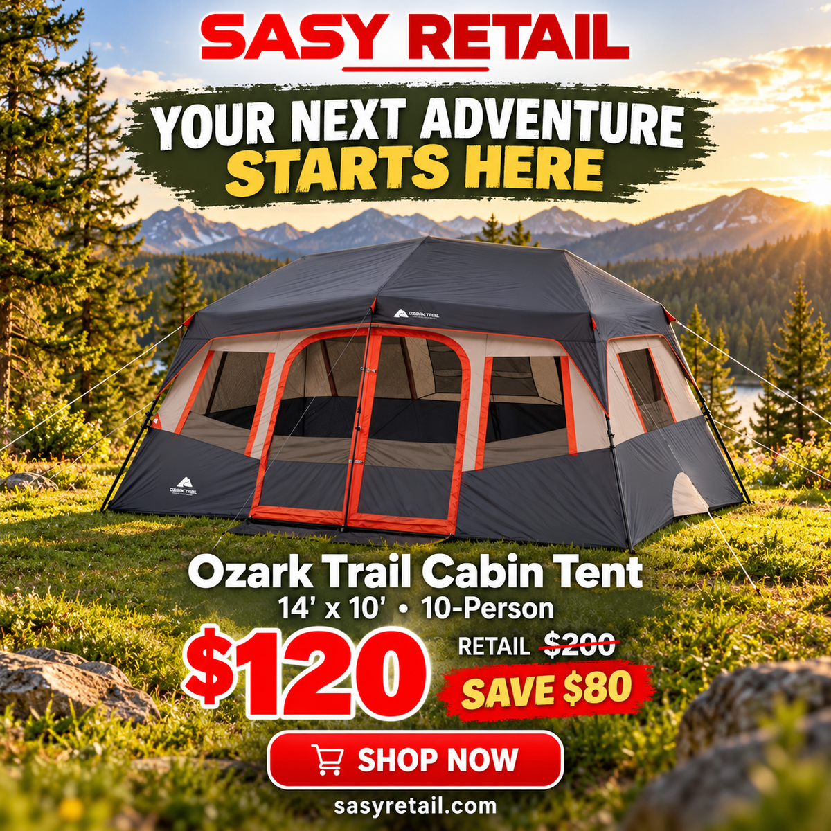 Ozark Trail 14' x 10' 10-Person Cabin Tent