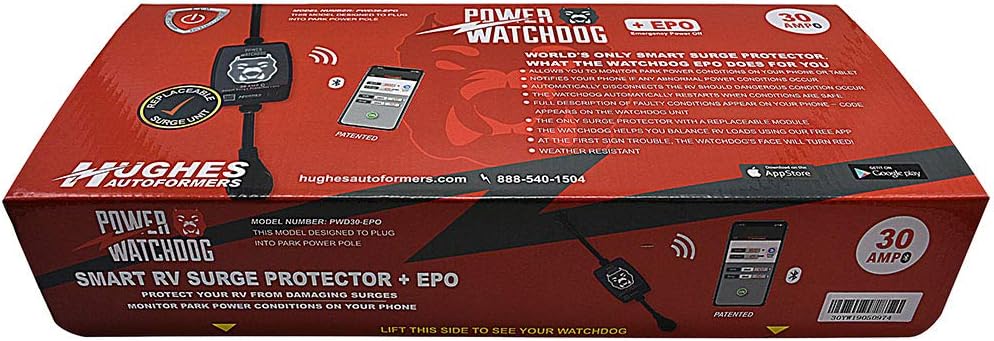Power Watchdog PWD30EPO, Bluetooth Surge Protector with Auto Shutoff, 30 Amp, Portable