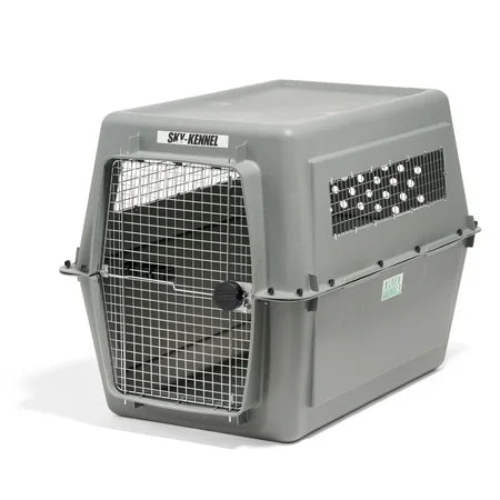 Petmate Sky Kennel IATA Airline Friendly Dog Crate Plastic Travel Pet Carrier, Jumbo XXL 48 for Dogs 90-125 lb, Gray