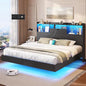 Queen Size Floating Bed Frame with LED Lights