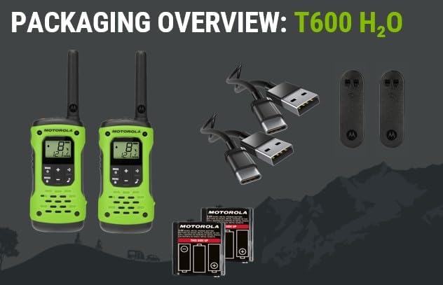 Motorola Solutions Talkabout T600 H2O Rechargeable Two-Way Radios, 2 Pack, - Green/Black