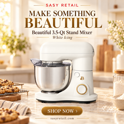 3.5 Qt Stand Mixer, White Icing with Beaters