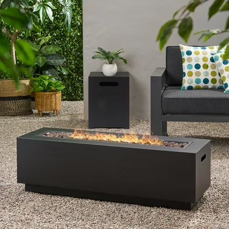 Reign Outdoor Rectangular Iron Gas Fire Pit