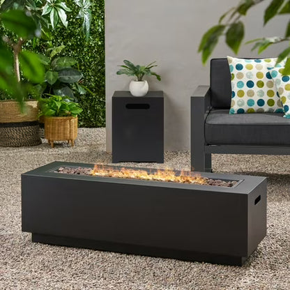 Reign Outdoor Rectangular Iron Gas Fire Pit