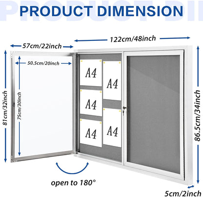 Swansea Weather Resistant Enclosed Bulletin Board Gray Fabric Displays Boards Wall