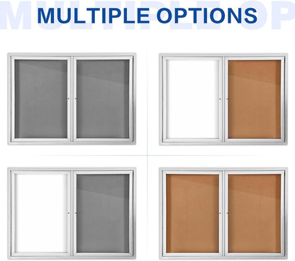 Swansea Weather Resistant Enclosed Bulletin Board Gray Fabric Displays Boards Wall