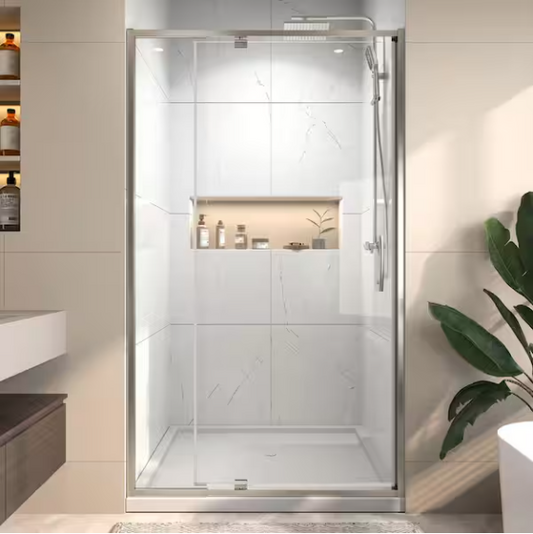 Victoria 38-42 in. W x 71 in. H Pivot Swing Framed Shower Door in