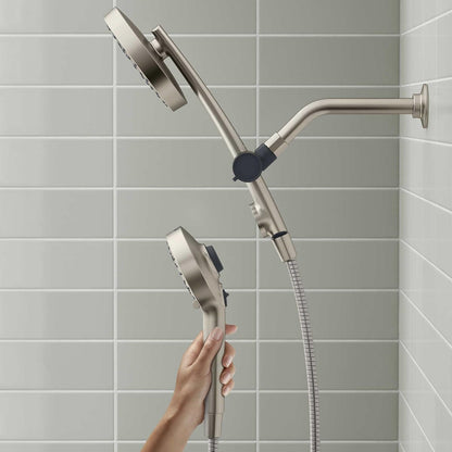 Kohler Prone 3-in-1 Multifunction Shower Head with PowerSweep Combo Shower Kit, PowerSweep Spray, Magnetic Handshower Dock (Brushed Nickel)