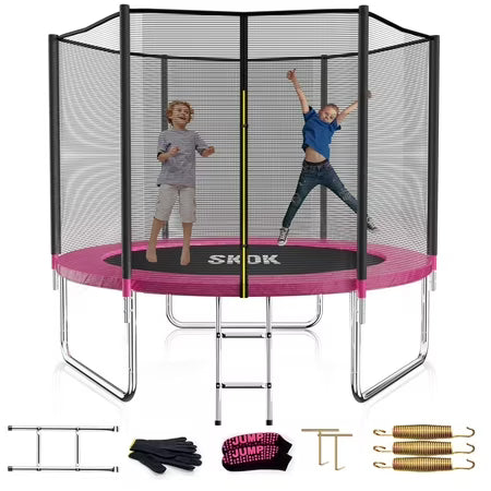 SKOK 10ft Pink Trampoline with Ladder