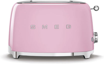 SMEG 2 Slice Toaster with 6 Presets and Defrost Function and Removable Crumb Tray TSF01PKMUS, Pink