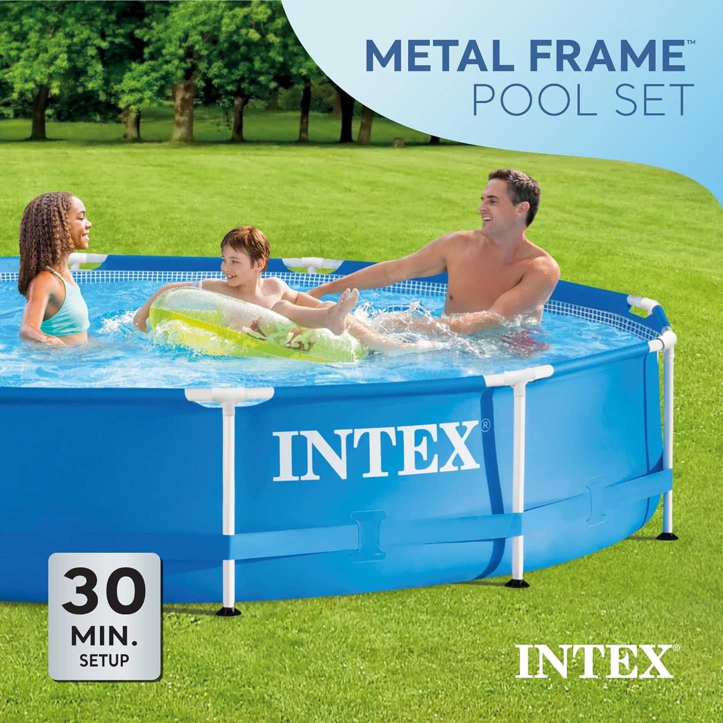 INTEX 28211EH Metal Frame above Ground Swimming Pool Set: 12ft x 30in – includes 530 GPH Cartridge Filter Pump – Puncture-Resistant Material – Rust Resistant – 1718 Gallon Capacity