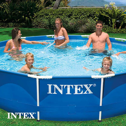 INTEX 28211EH Metal Frame above Ground Swimming Pool Set: 12ft x 30in – includes 530 GPH Cartridge Filter Pump – Puncture-Resistant Material – Rust Resistant – 1718 Gallon Capacity