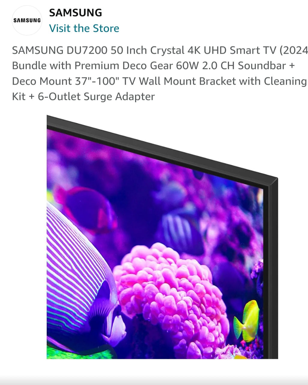 SAMSUNG DU7200 50 Inch Crystal 4K UHD Smart TV (2024