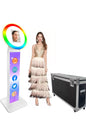 Portable Photo Booth for iPad 10.2'' 10.9" 11" 12.9" Shell Stand Selfie Station Customized Logo Photobooth Machine with Round RGB LED Light Ring and Flight Case for Events Wedding