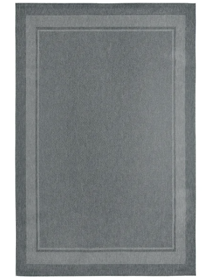 Ravenna Indoor/Outdoor Rug, Geo Border Silver