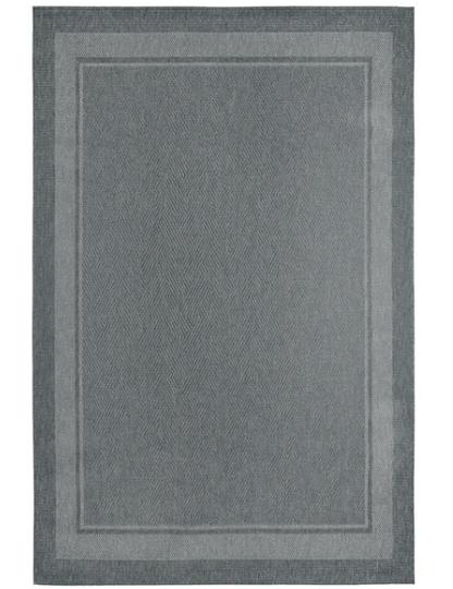 Ravenna Indoor/Outdoor Rug, Geo Border Silver