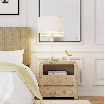 Cora Light Brown 2-Drawer Nightstand 26W
