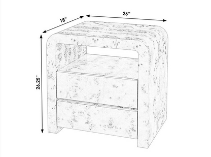 Cora Light Brown 2-Drawer Nightstand 26W