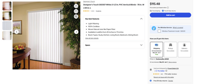 Designer’s Touch 560307 White PVC Blinds 78x84 AVAILABLE 100