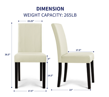 Subrtex Faux Leather Dining Chair Set, Ivory