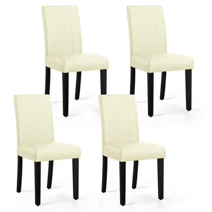 Subrtex Faux Leather Dining Chair Set, Ivory