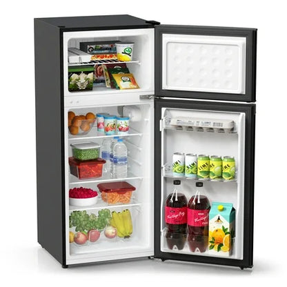 TCL 4.5 Cu. ft. Two Door Compact Mini Fridge With Freezer – Black Stainless Look, Energy Star, MR453Z