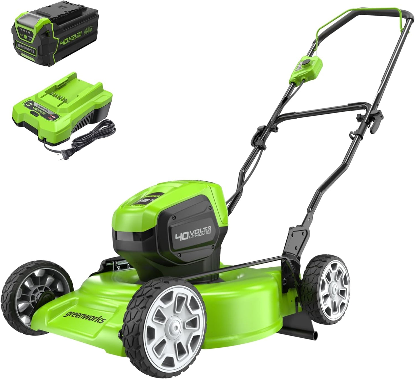 Greenworks 40V 19" Brushless (Push) Cordless Lawn Mower, 4.0Ah Battery and Charger