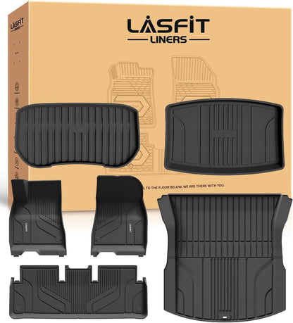 LASFIT Floor Mats & Trunk Mat for Tesla Model 3 Highland 2025 2024 Custom Fit TPE All Weather 1st & 2nd Row