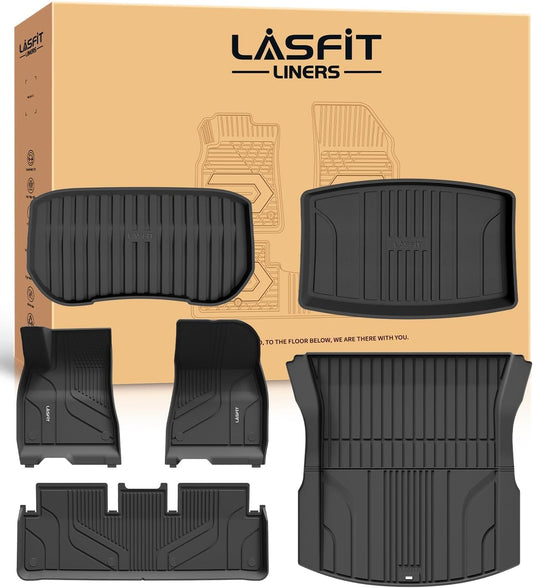 LASFIT Floor Mats & Trunk Mat for Tesla Model 3 Highland 2025 2024 Custom Fit TPE All Weather 1st & 2nd Row