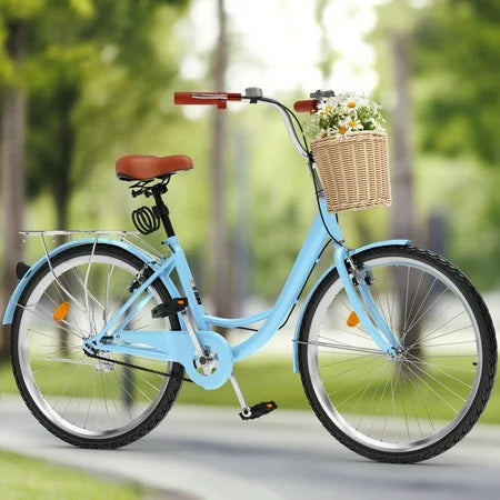 NEW Uforic 26" Beach Cruiser Bike for Adults – Singl e-Speed, Adjustable Seat in Light Blue