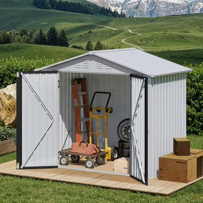Uforic 6x4ft Metal Outdoor Shed, Lockable, White