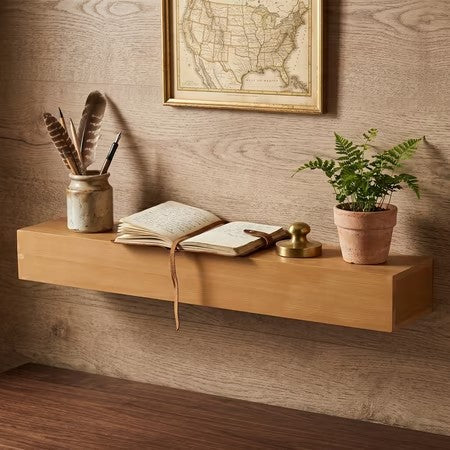 48 Inch Fir Wood Mantel Shelf, Wall Mounted