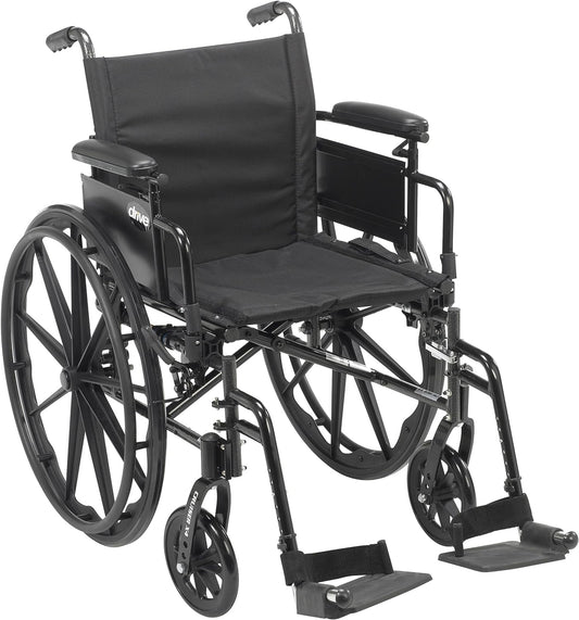 Drive Medical Cruiser X4 Lightweight Transport Wheelchair with Detachable Desk Arms and Swing-Away Footrests, Silver Vein