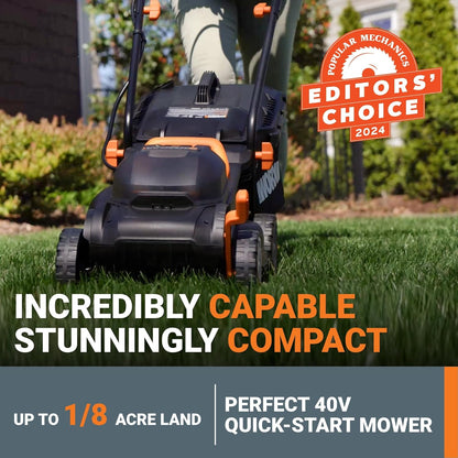 WORX 40V 14" Cordless Lawn Mower for Small Yards, 2-in-1 Electric Mower