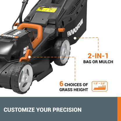 WORX 40V 14" Cordless Lawn Mower for Small Yards, 2-in-1 Electric Mower