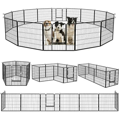 Waleaf Heavy Duty Dog Playpen for Outdoor, 8 Panels 24/32/40 Height x 32 Width,Portable Dog Playpen Puppy Playpen for Large Dog Exercise Pen for Indoor Outdoor,Pet Playpen Fence for Yard,RV