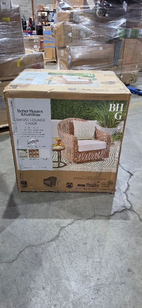 Bellamy Outdoor Swivel Glider Chair, Tan wicker