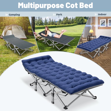 NAIZEA Folding Bed Cot with 2-Sided Mattress, 75"