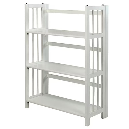 3-Shelf Folding Bookcase 27.5" Wide-White