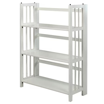 3-Shelf Folding Bookcase 27.5" Wide-White