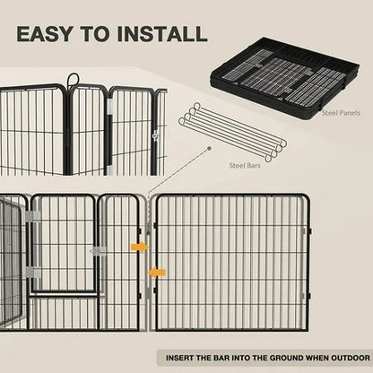 Waleaf Heavy Duty Dog Playpen for Outdoor, 8 Panels 24/32/40 Height x 32 Width,Portable Dog Playpen Puppy Playpen for Large Dog Exercise Pen for Indoor Outdoor,Pet Playpen Fence for Yard,RV