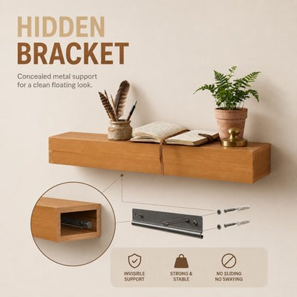 48 Inch Fir Wood Mantel Shelf, Wall Mounted