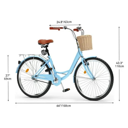 NEW Uforic 26" Beach Cruiser Bike for Adults – Singl e-Speed, Adjustable Seat in Light Blue