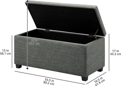 AMAZON BASICS Upholstered Storage Ottoman (Charcoal)